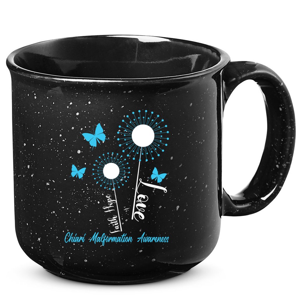 Faith Hope Love Dandelion Chiari Malformation Awareness 15oz Campfire Ceramic Mug