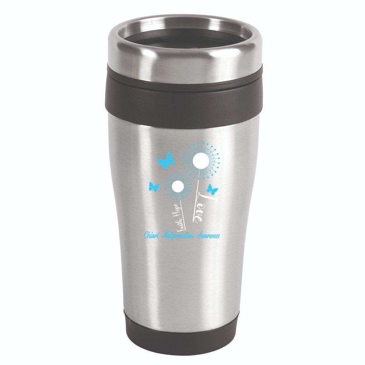Faith Hope Love Dandelion Chiari Malformation Awareness 16oz Travel Tumbler