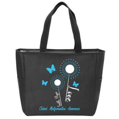Faith Hope Love Dandelion Chiari Malformation Awareness Zip Tote Bag
