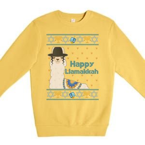 Funny Happy Llamakkah Ugly Hanukkah Sweater Premium Crewneck Sweatshirt