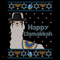 Funny Happy Llamakkah Ugly Hanukkah Sweater Flexfit Unipanel Trucker Cap