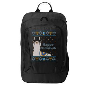 Funny Happy Llamakkah Ugly Hanukkah Sweater City Backpack