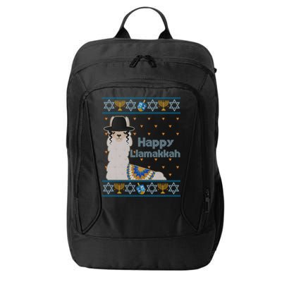 Funny Happy Llamakkah Ugly Hanukkah Sweater City Backpack