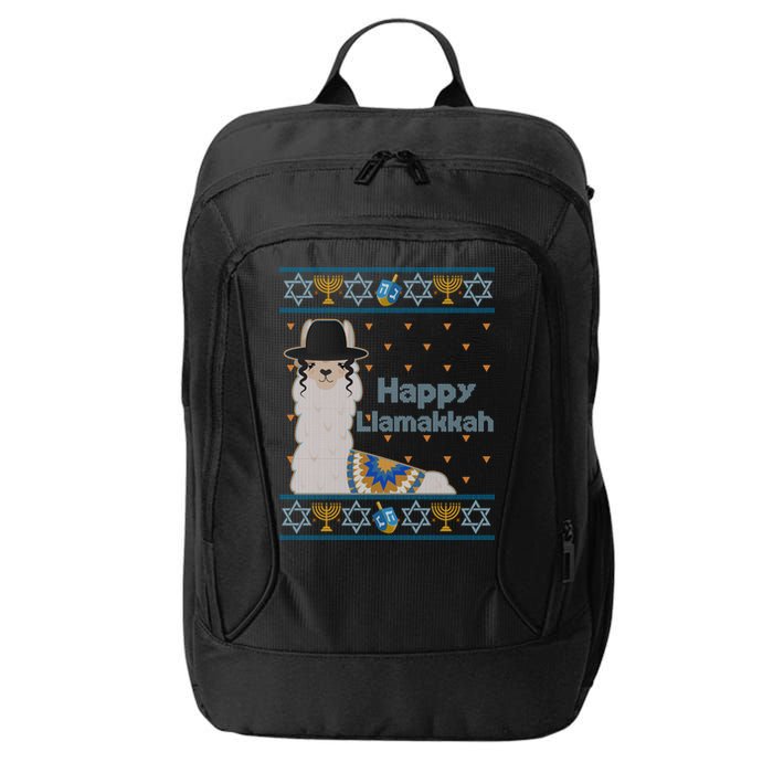 Funny Happy Llamakkah Ugly Hanukkah Sweater City Backpack