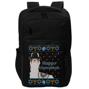 Funny Happy Llamakkah Ugly Hanukkah Sweater Impact Tech Backpack