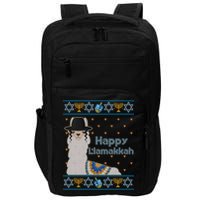 Funny Happy Llamakkah Ugly Hanukkah Sweater Impact Tech Backpack