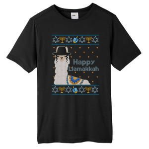 Funny Happy Llamakkah Ugly Hanukkah Sweater Tall Fusion ChromaSoft Performance T-Shirt