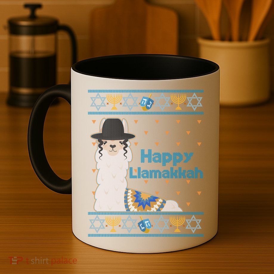 Funny Happy Llamakkah Ugly Hanukkah Sweater Mug