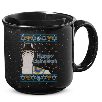 Funny Happy Llamakkah Ugly Hanukkah Sweater 15oz Campfire Ceramic Mug