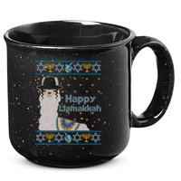 Funny Happy Llamakkah Ugly Hanukkah Sweater 15oz Campfire Ceramic Mug