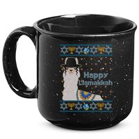 Funny Happy Llamakkah Ugly Hanukkah Sweater 15oz Campfire Ceramic Mug
