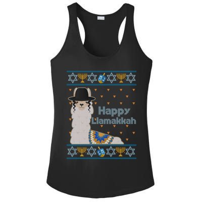 Funny Happy Llamakkah Ugly Hanukkah Sweater Ladies PosiCharge Competitor Racerback Tank