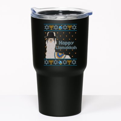 Funny Happy Llamakkah Ugly Hanukkah Sweater Tumbler