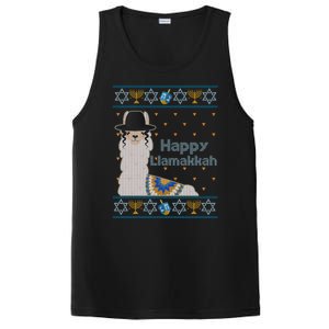 Funny Happy Llamakkah Ugly Hanukkah Sweater PosiCharge Competitor Tank