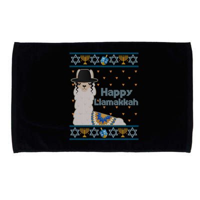 Funny Happy Llamakkah Ugly Hanukkah Sweater Microfiber Hand Towel