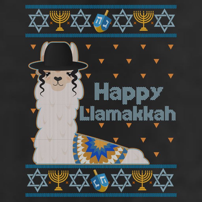 Funny Happy Llamakkah Ugly Hanukkah Sweater Microfiber Hand Towel