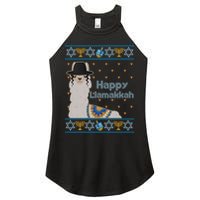 Funny Happy Llamakkah Ugly Hanukkah Sweater Women's Perfect Tri Rocker Tank