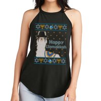 Funny Happy Llamakkah Ugly Hanukkah Sweater Women's Perfect Tri Rocker Tank