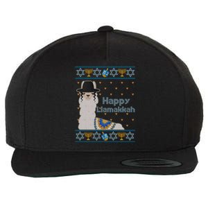 Funny Happy Llamakkah Ugly Hanukkah Sweater Wool Snapback Cap