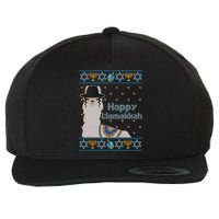 Funny Happy Llamakkah Ugly Hanukkah Sweater Wool Snapback Cap