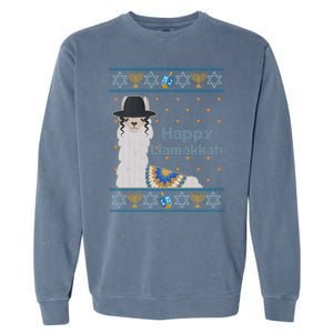 Funny Happy Llamakkah Ugly Hanukkah Sweater Garment-Dyed Sweatshirt