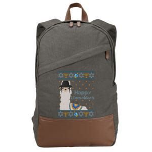 Funny Happy Llamakkah Ugly Hanukkah Sweater Cotton Canvas Backpack