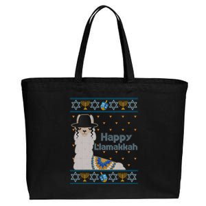 Funny Happy Llamakkah Ugly Hanukkah Sweater Cotton Canvas Jumbo Tote