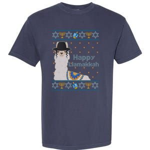 Funny Happy Llamakkah Ugly Hanukkah Sweater Garment-Dyed Heavyweight T-Shirt