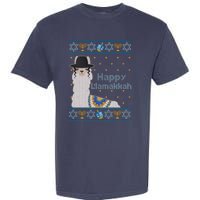 Funny Happy Llamakkah Ugly Hanukkah Sweater Garment-Dyed Heavyweight T-Shirt