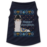 Funny Happy Llamakkah Ugly Hanukkah Sweater Doggie Tank