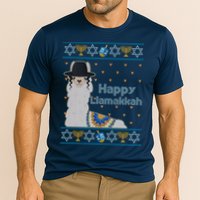 Funny Happy Llamakkah Ugly Hanukkah Sweater Performance Shirt