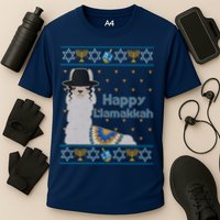 Funny Happy Llamakkah Ugly Hanukkah Sweater Performance Shirt