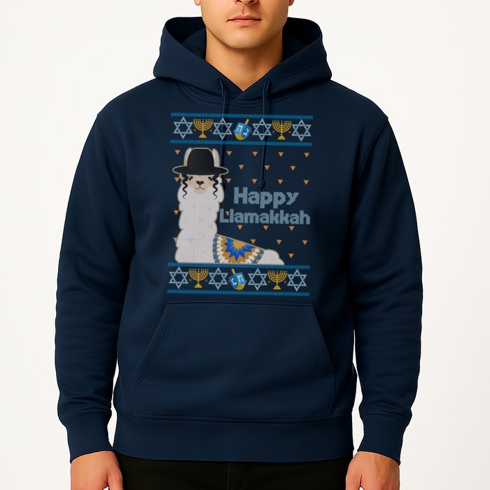 Funny Happy Llamakkah Ugly Hanukkah Sweater Hoodie