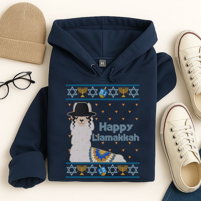 Funny Happy Llamakkah Ugly Hanukkah Sweater Hoodie