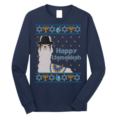 Funny Happy Llamakkah Ugly Hanukkah Sweater Long Sleeve Shirt