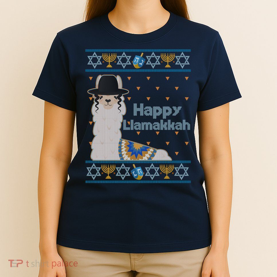 Funny Happy Llamakkah Ugly Hanukkah Sweater T-Shirt