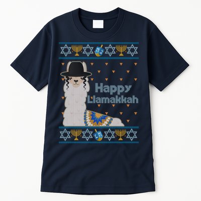 Funny Happy Llamakkah Ugly Hanukkah Sweater Tall T-Shirt