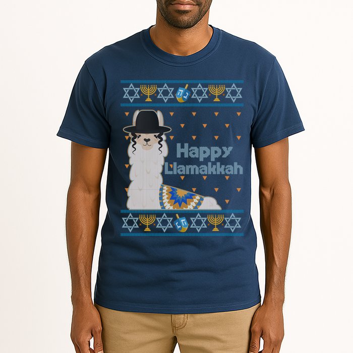 Funny Happy Llamakkah Ugly Hanukkah Sweater Tall T-Shirt