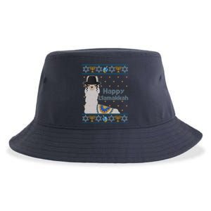 Funny Happy Llamakkah Ugly Hanukkah Sweater Sustainable Bucket Hat