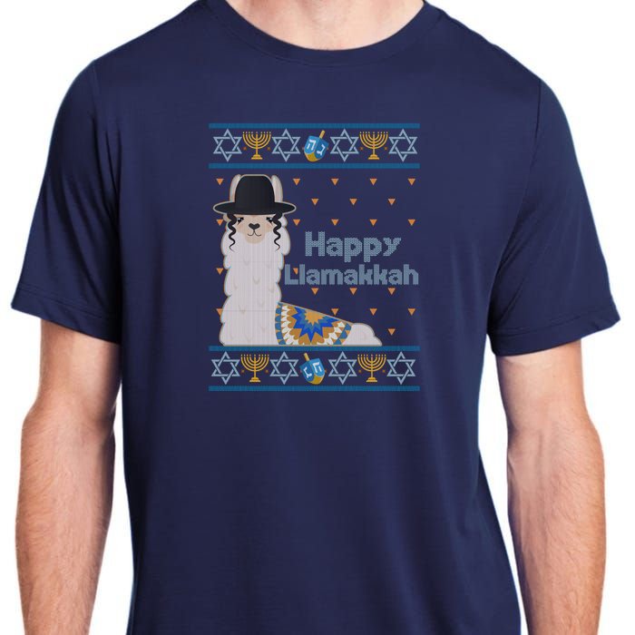 Funny Happy Llamakkah Ugly Hanukkah Sweater Adult ChromaSoft Performance T-Shirt