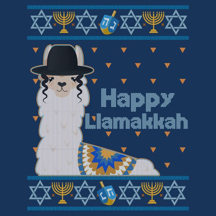 Funny Happy Llamakkah Ugly Hanukkah Sweater Drawstring Bag
