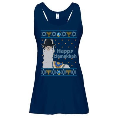 Funny Happy Llamakkah Ugly Hanukkah Sweater Ladies Essential Flowy Tank