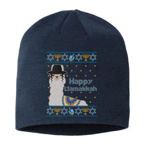 Funny Happy Llamakkah Ugly Hanukkah Sweater Sustainable Beanie