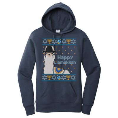 Funny Happy Llamakkah Ugly Hanukkah Sweater Women's Pullover Hoodie