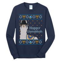 Funny Happy Llamakkah Ugly Hanukkah Sweater Tall Long Sleeve T-Shirt