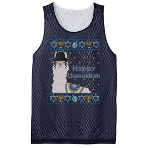 Funny Happy Llamakkah Ugly Hanukkah Sweater Mesh Reversible Basketball Jersey Tank