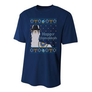 Funny Happy Llamakkah Ugly Hanukkah Sweater Performance Sprint T-Shirt