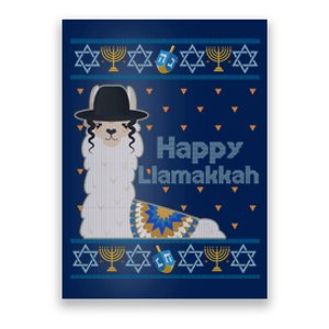 Funny Happy Llamakkah Ugly Hanukkah Sweater Poster