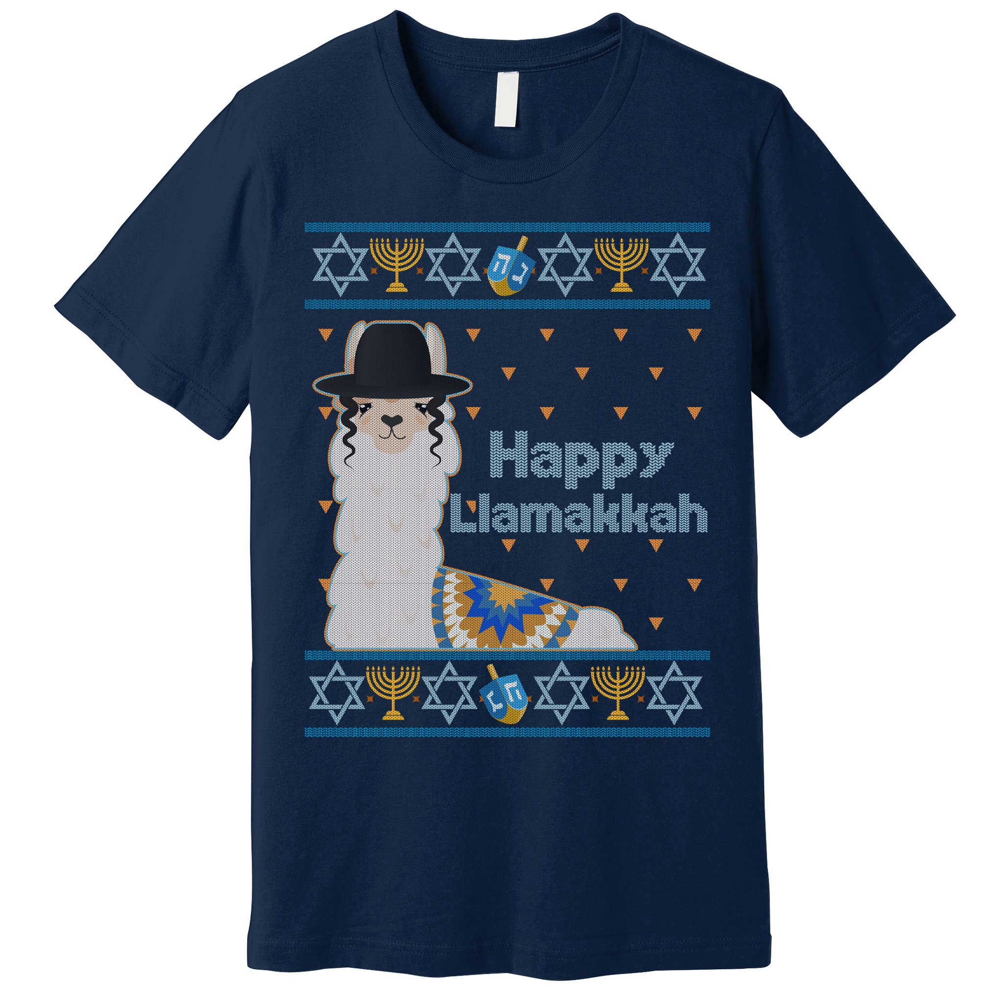 Funny Happy Llamakkah Ugly Hanukkah Sweater Premium T-Shirt