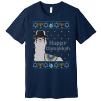 Funny Happy Llamakkah Ugly Hanukkah Sweater Premium T-Shirt